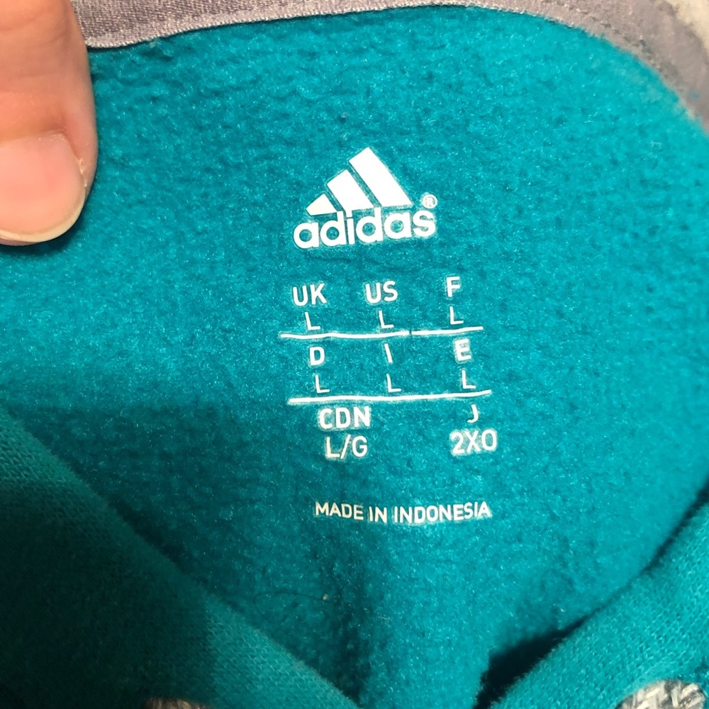 Men’s Adidas Hoodie Sweatshirt • Large • Turquoise - Picture 3 of 8